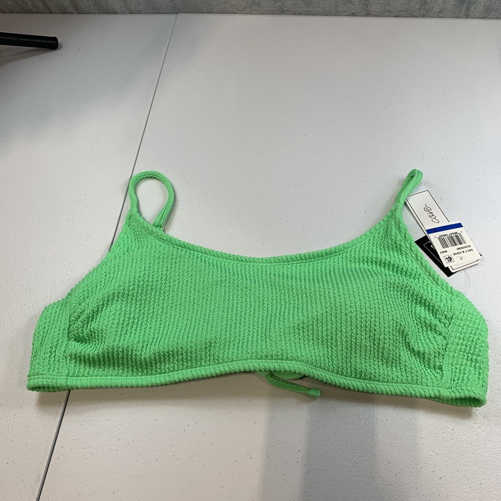Salt & Cove Junior's Swim Bikini Top XL Green Mint Bralette Ribbed Tie Back